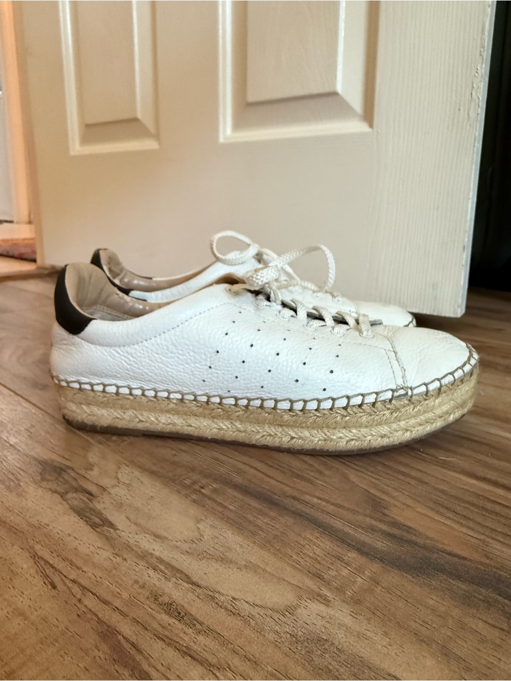 Women’s Vince Camuto Jinnie White Leather Lace-Up Espadrille Sneaker